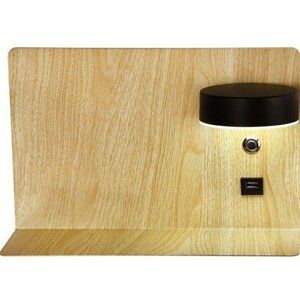 Adjustable LED Wall Sconce w Shelf USB Socket (Right Side) Touch Sensor Plug-in